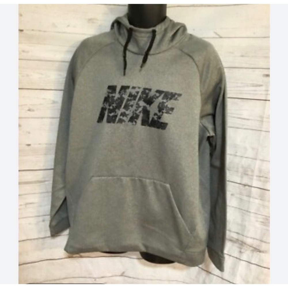 Nike‎ Mens Dri-FIT Gray Camo Logo Hoodie Sweatshirt AJ4452-091 Large